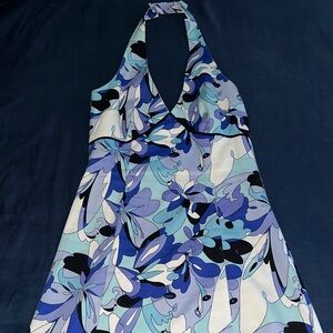 Robin Jordan Blue and White Floral Midi Dress